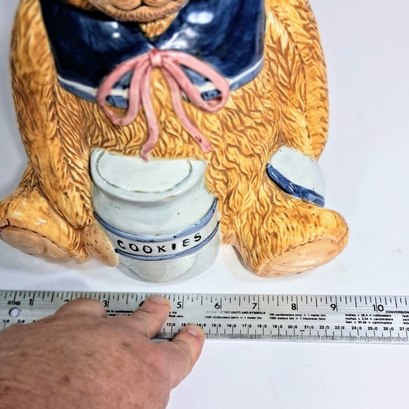Vintage 1994 Tender Heart Porcelain and Ceramic Tedy Bear Decorative Cookie Jar - Picture 3 of 11
